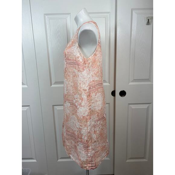 Terzo Millenio Linen Dress Sleeveless Size large Shift Split Neck - Picture 4 of 9
